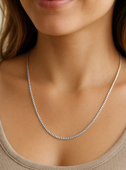 14k White Gold Classic Box Chain 1.1mm