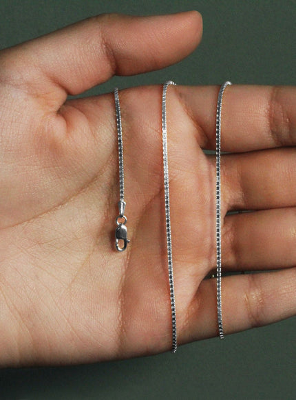 14k White Gold Classic Box Chain 1.1mm