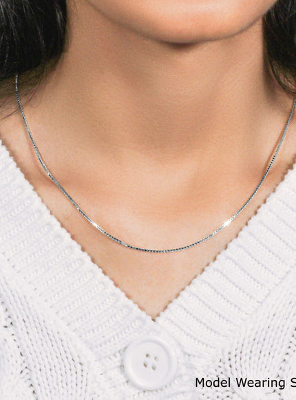 14k White Gold Classic Box Chain 1.1mm