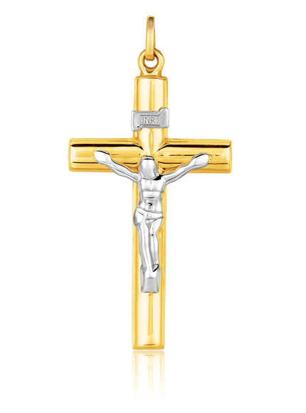 14k Two Tone Gold Cross Pendant