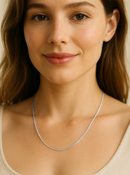 14k White Gold Classic Box Chain 1.0mm