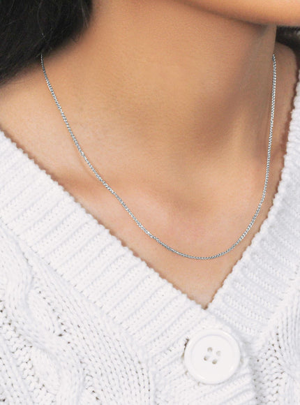 14k White Gold Diamond Cut Round Wheat Chain 1.2mm