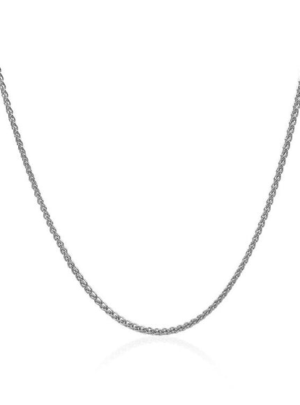 14k White Gold Diamond Cut Round Wheat Chain 1.2mm