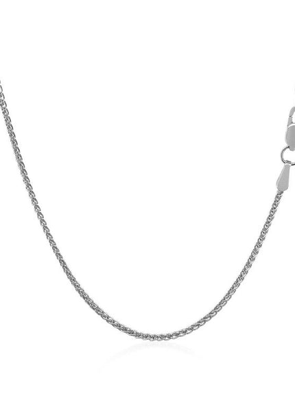 14k White Gold Diamond Cut Round Wheat Chain 1.2mm
