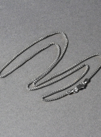 14k White Gold Diamond Cut Round Wheat Chain 1.2mm
