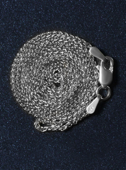 14k White Gold Diamond Cut Round Wheat Chain 1.2mm