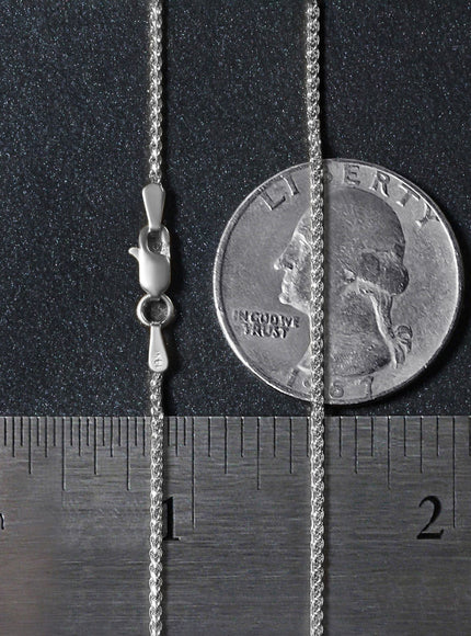 14k White Gold Diamond Cut Round Wheat Chain 1.2mm
