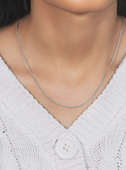 14k White Gold Diamond Cut Round Wheat Chain 1.2mm