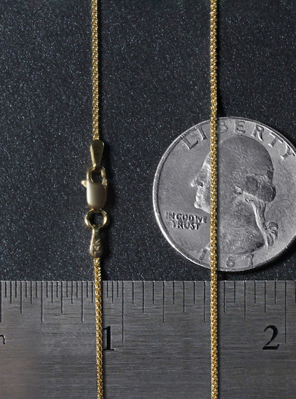 14k Yellow Gold Round Wheat Chain 1.0mm