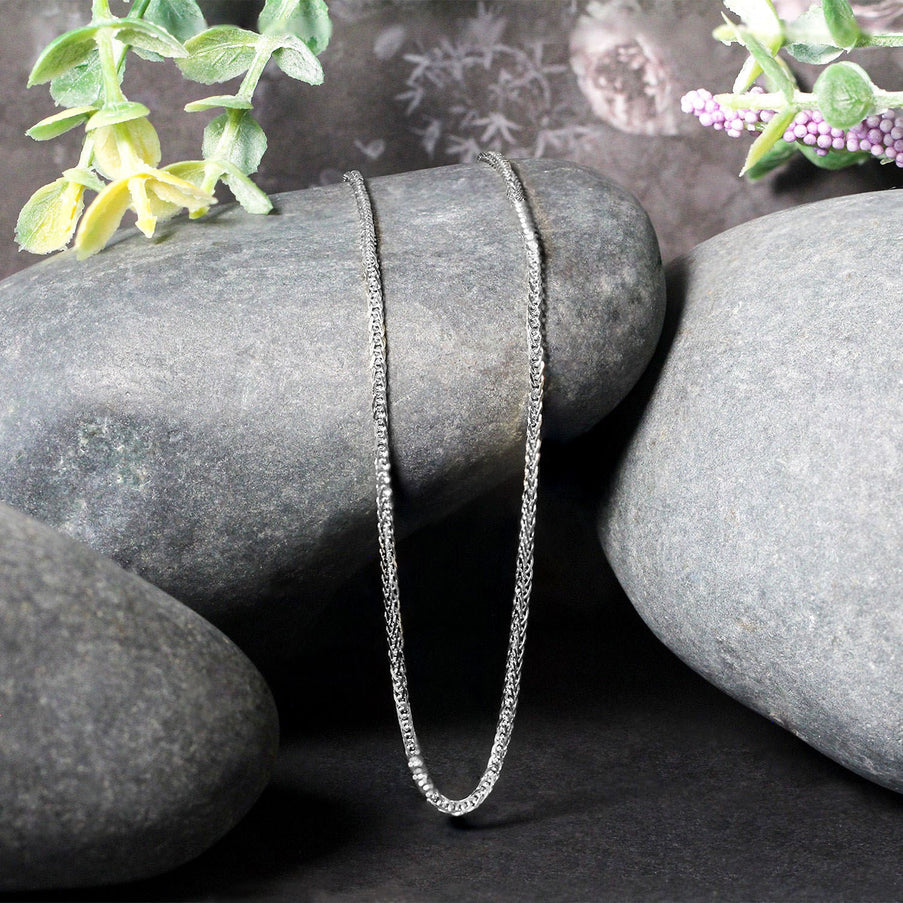 14k White Gold Square Wheat Chain (1.8mm)