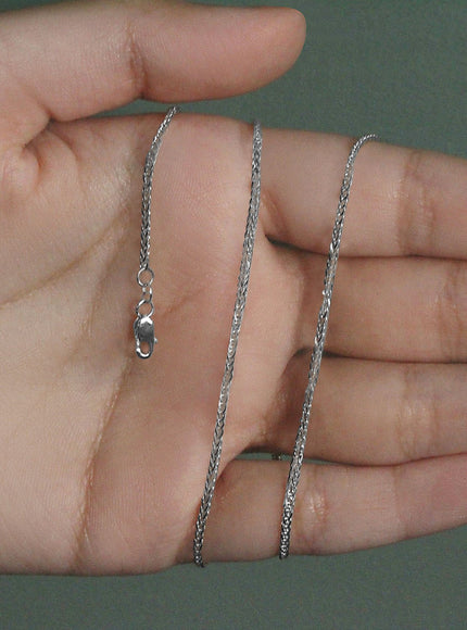 14k White Gold Square Wheat Chain (1.8mm)