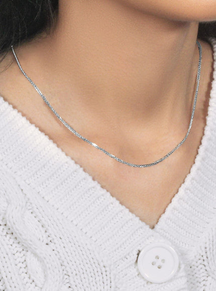 14k White Gold Square Wheat Chain (1.8mm)