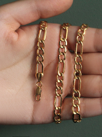 6.5mm 10k Yellow Gold Lite Figaro Chain