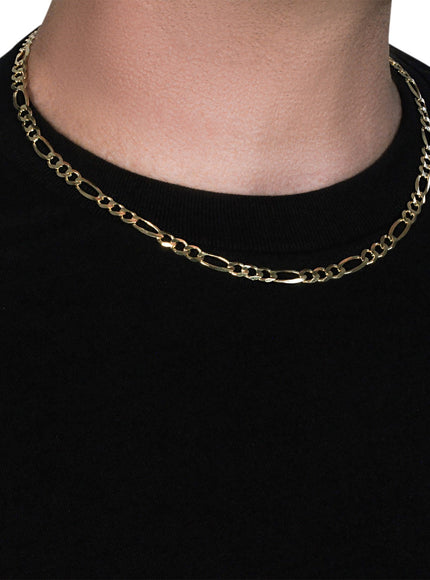 5.3mm 10K Yellow Gold Solid Figaro Chain