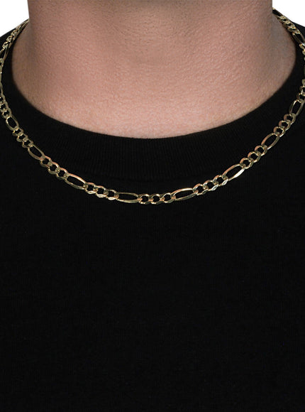 5.3mm 10K Yellow Gold Solid Figaro Chain
