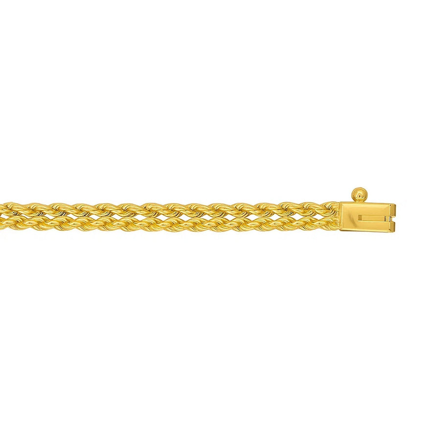 4.0 mm 14k Yellow Gold Two Row Rope Bracelet