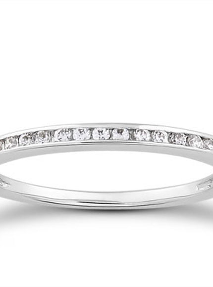 14k White Gold Slim Profile Diamond Channel Set Wedding Ring Band