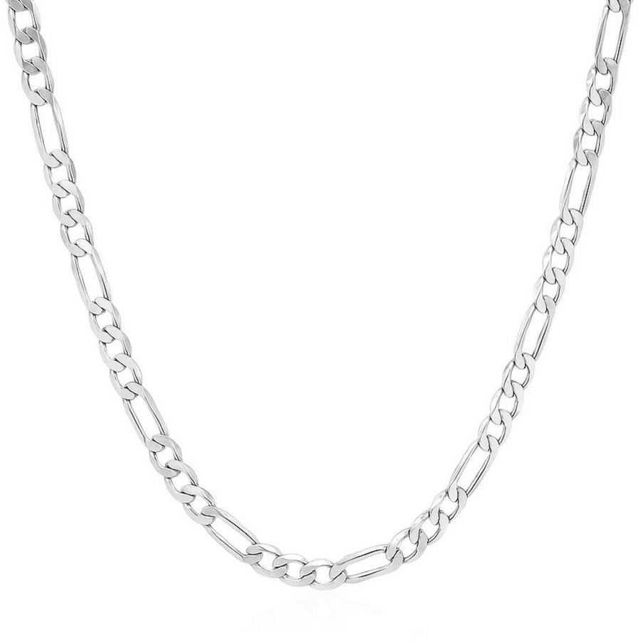 3.8mm 14k White Gold Solid Figaro Chain