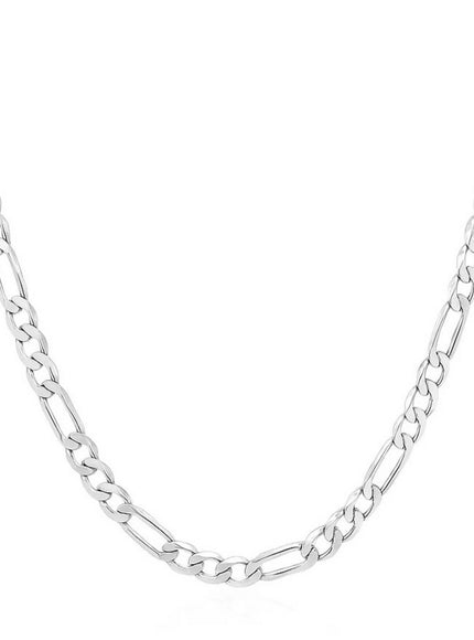 3.8mm 14k White Gold Solid Figaro Chain