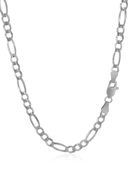 3.8mm 14k White Gold Solid Figaro Chain