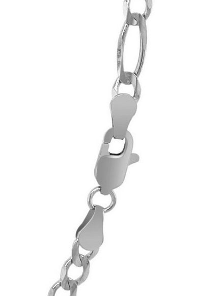 3.8mm 14k White Gold Solid Figaro Chain
