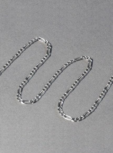 3.8mm 14k White Gold Solid Figaro Chain