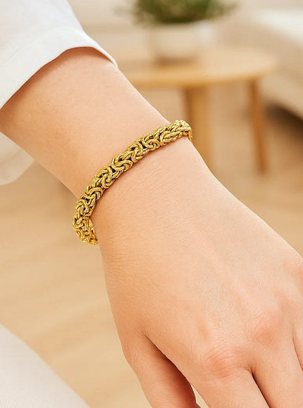 14k Yellow Gold Byzantine Link Stylish Bracelet
