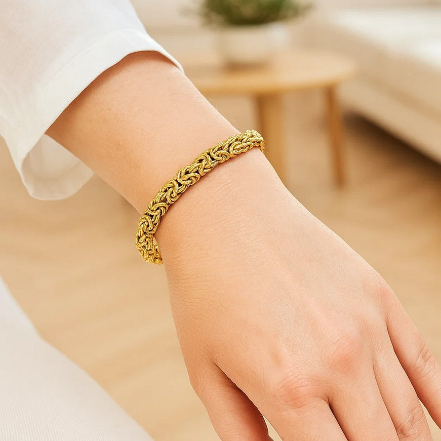 14k Yellow Gold Byzantine Link Stylish Bracelet