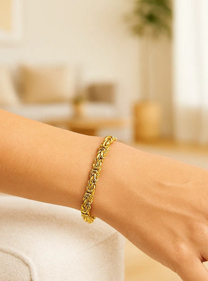 14k Yellow Gold Byzantine Link Stylish Bracelet
