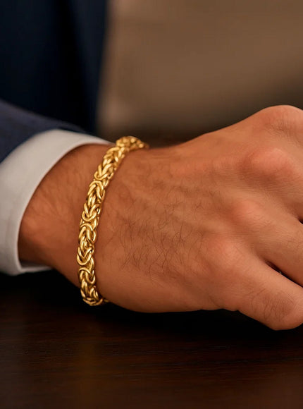 14k Yellow Gold Byzantine Link Stylish Bracelet
