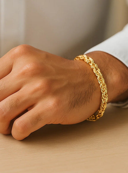 14k Yellow Gold Byzantine Link Stylish Bracelet