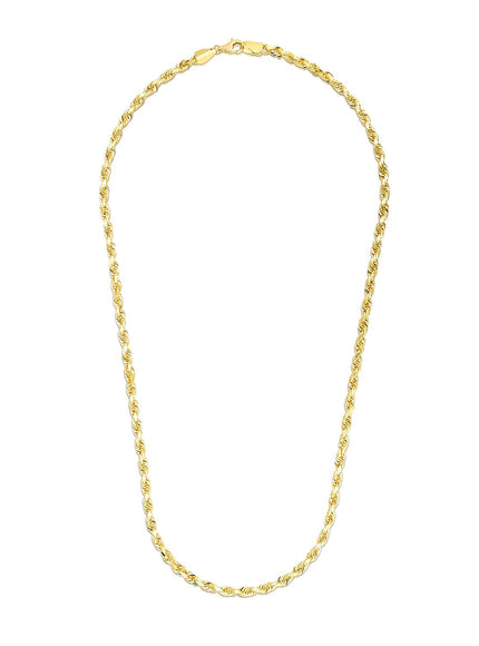 3.5mm 14k Yellow Gold Solid Diamond Cut Rope Chain