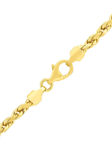 3.5mm 14k Yellow Gold Solid Diamond Cut Rope Chain