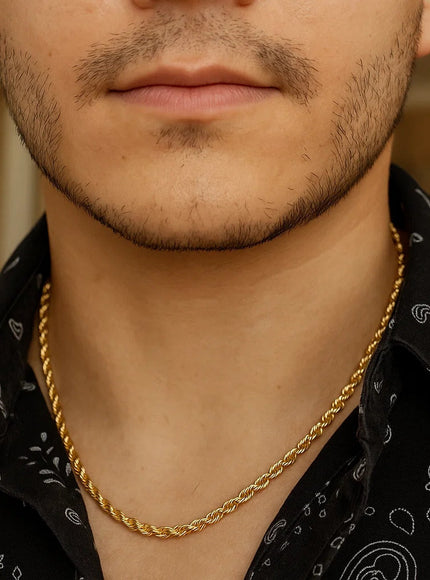 3.5mm 14k Yellow Gold Solid Diamond Cut Rope Chain