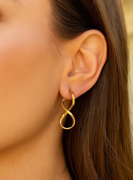 14k Yellow Gold Polished Infinity Shape Drop Earrings