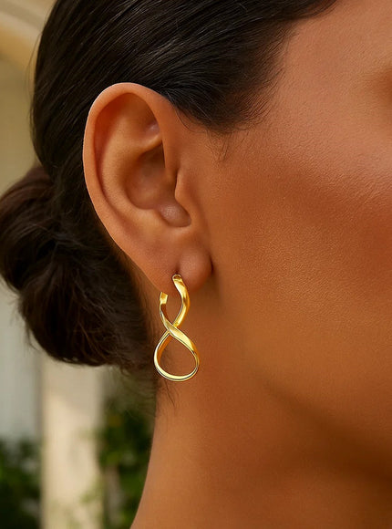 14k Yellow Gold Polished Infinity Shape Drop Earrings