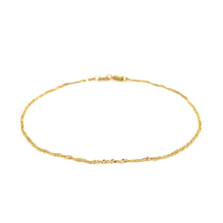 14k Yellow Gold Singapore Bracelet 1.0mm