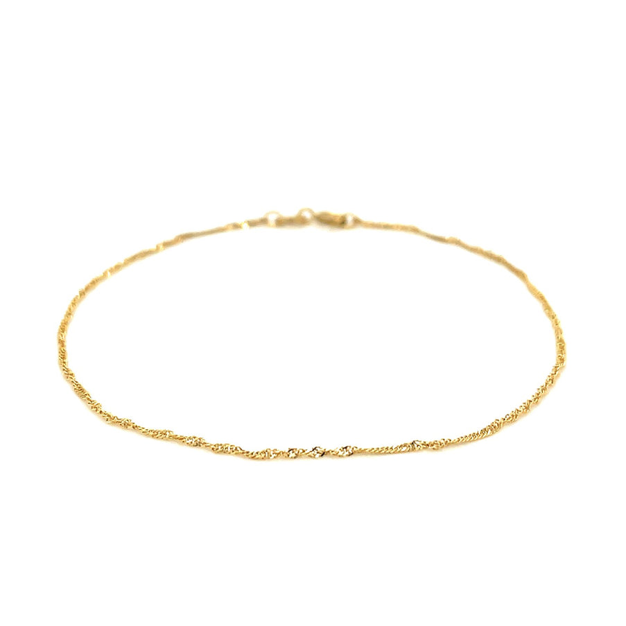 14k Yellow Gold Singapore Bracelet 1.0mm