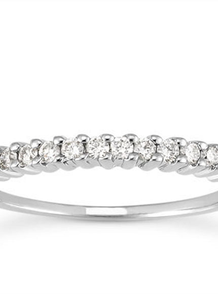 14k White Gold Raised Shared Prong Diamond Wedding Ring Band