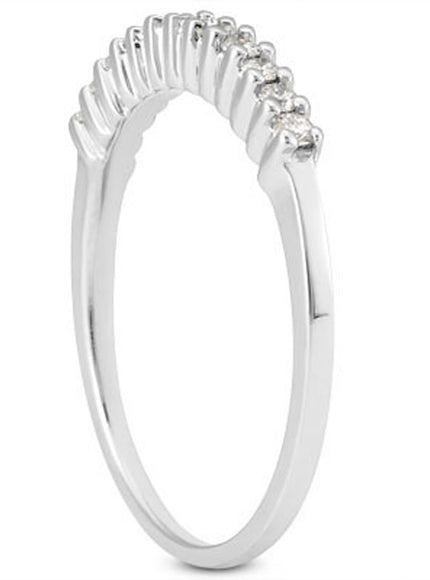 14k White Gold Raised Shared Prong Diamond Wedding Ring Band