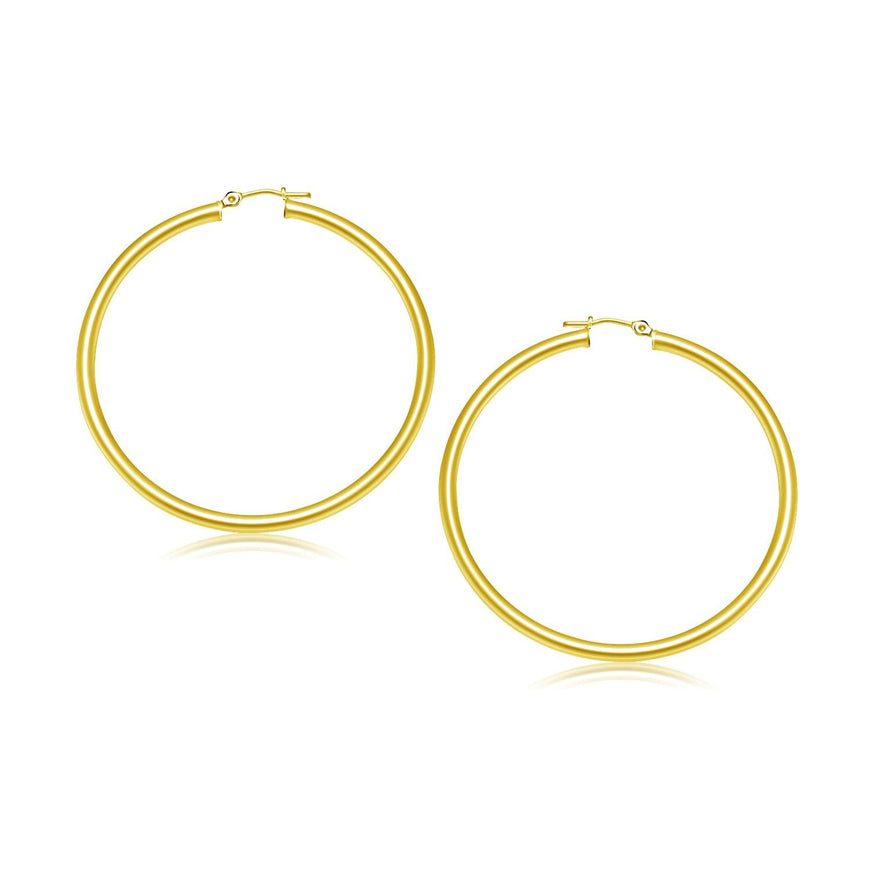 14k Yellow Gold Polished Hoop Earrings (30 mm) - Ellie Belle