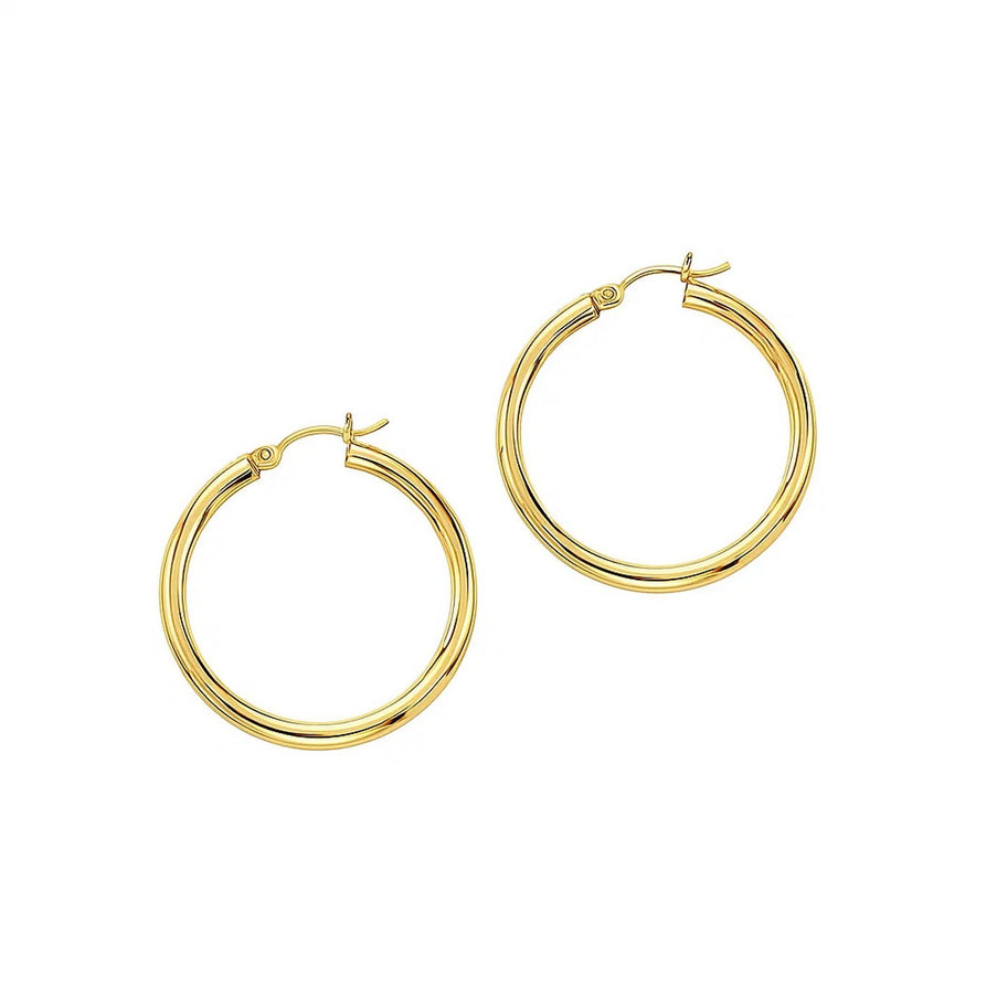 14k Yellow Gold Polished Hoop Earrings (30 mm)