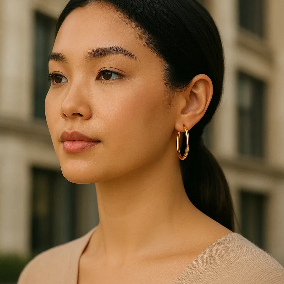14k Yellow Gold Polished Hoop Earrings (30 mm)