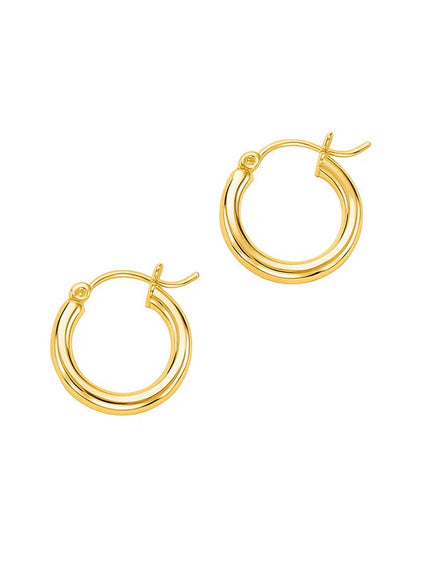 14k Yellow Gold Polished Hoop Earrings (15 mm)