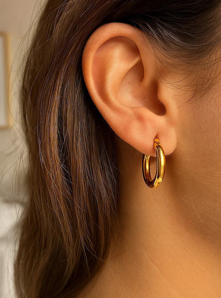 14k Yellow Gold Polished Hoop Earrings (15 mm)