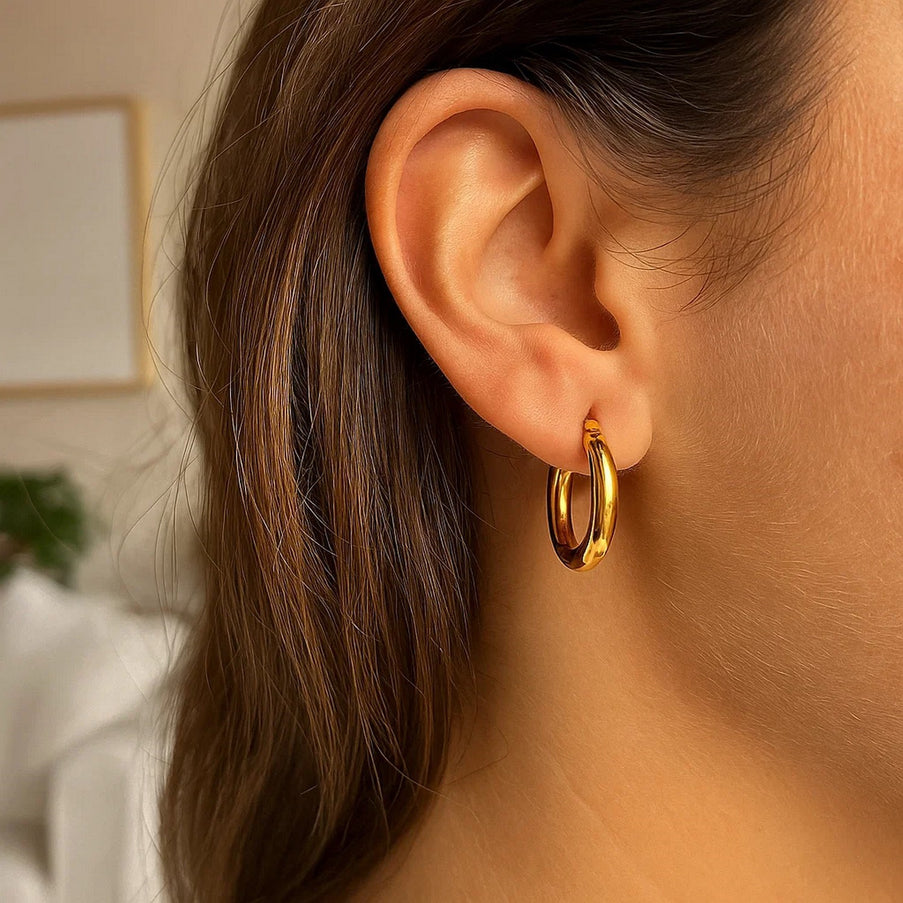 14k Yellow Gold Polished Hoop Earrings (15 mm)