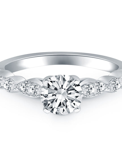 14k White Gold Fancy Shaped Diamond Engagement Ring