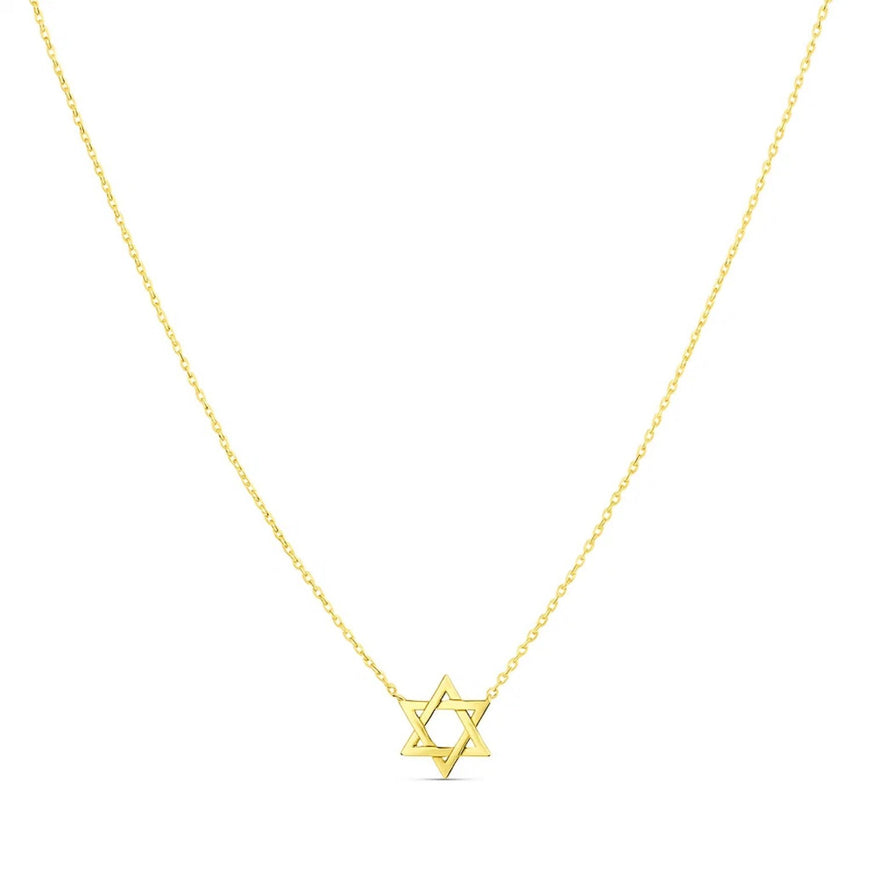 14k Yellow Gold Star of David Necklace