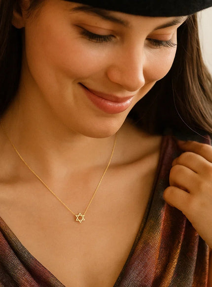 14k Yellow Gold Star of David Necklace