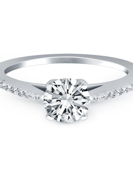 14k White Gold Micro Prong Diamond Cathedral Engagement Ring